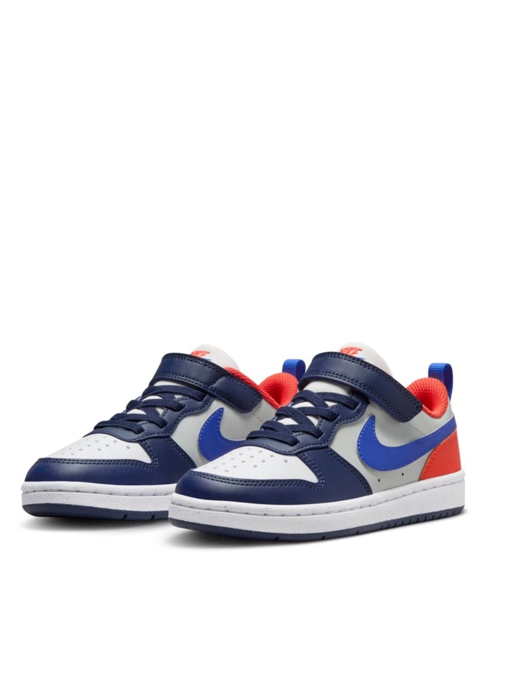 Nike Court Borough Low Recraft Sneakers White Navy Orange Size 2Y